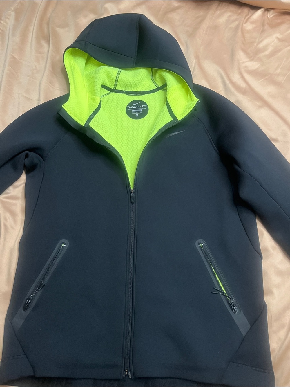Nike Terma Fit waterproof Men’s Black Jacket with Neon Yellow Lining